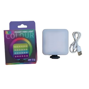 چراغ ویدئویی RGB مدل AY-72 نورپردازی حرفه‌ای با ۷۲ المان LED