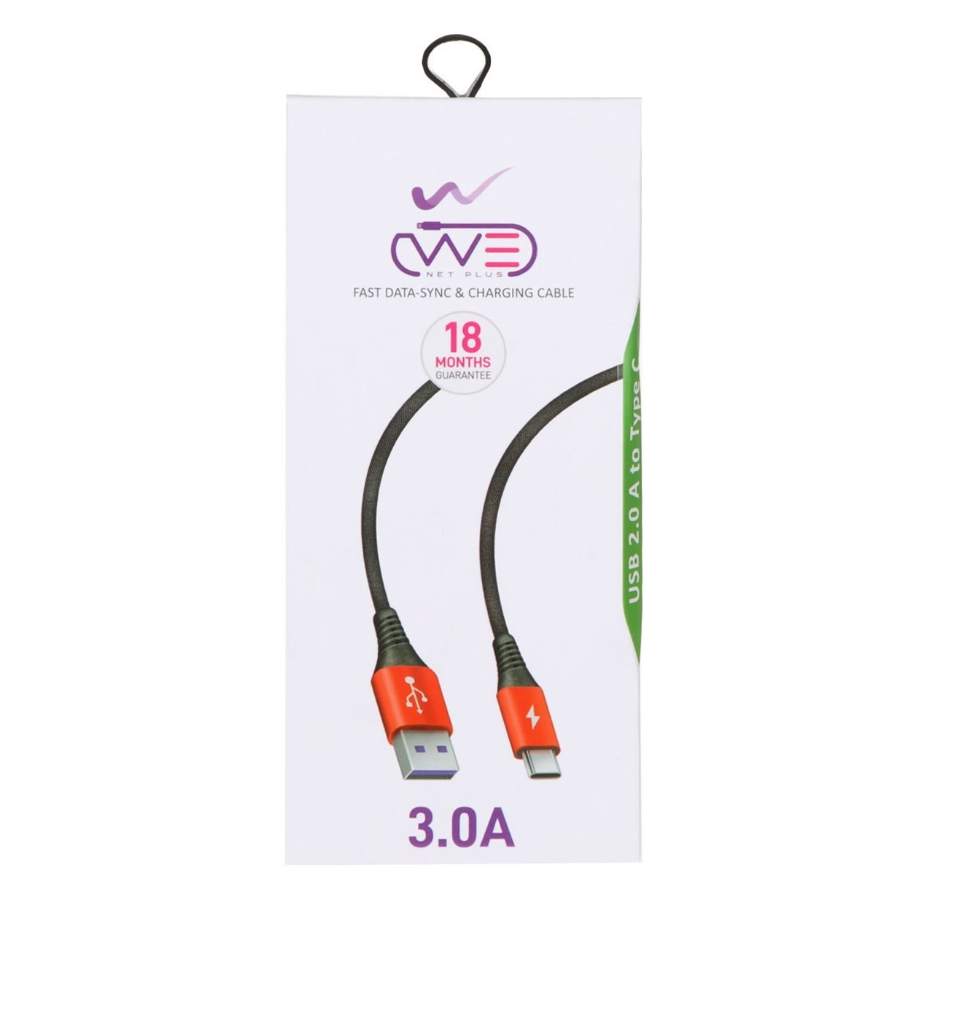 کابل شارژ USB به تایپ سی ای تی چراغ دار لینک مدل ETW003