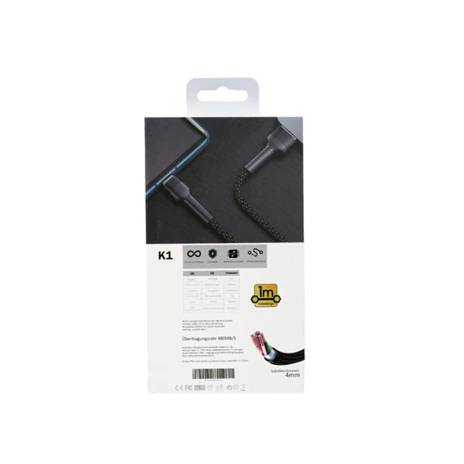 کابل تبدیل USB به usb-C سی بای مدل k1 طول 1 متر