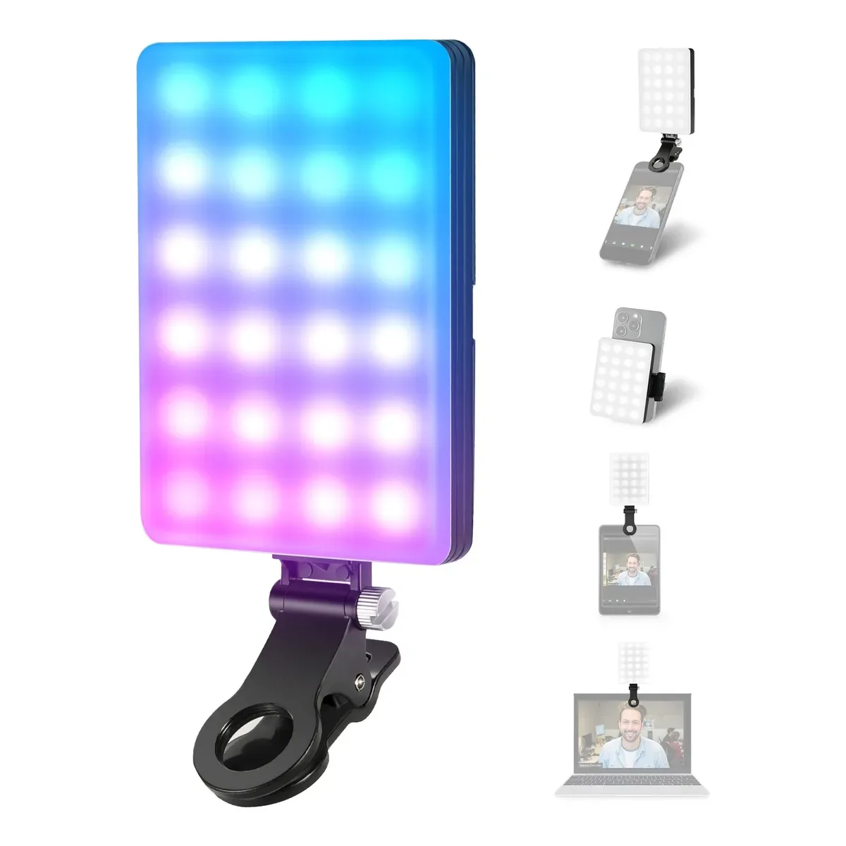 چراغ نورپردازی سلفی AY-82  المان LED RGB با شارژ USB-C