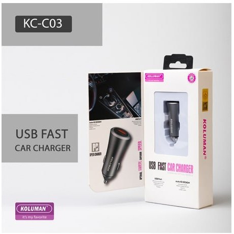 شارژر فندکی کلومن مدل KC-C03 به همراه کابل MicroUSB و TYPE-C