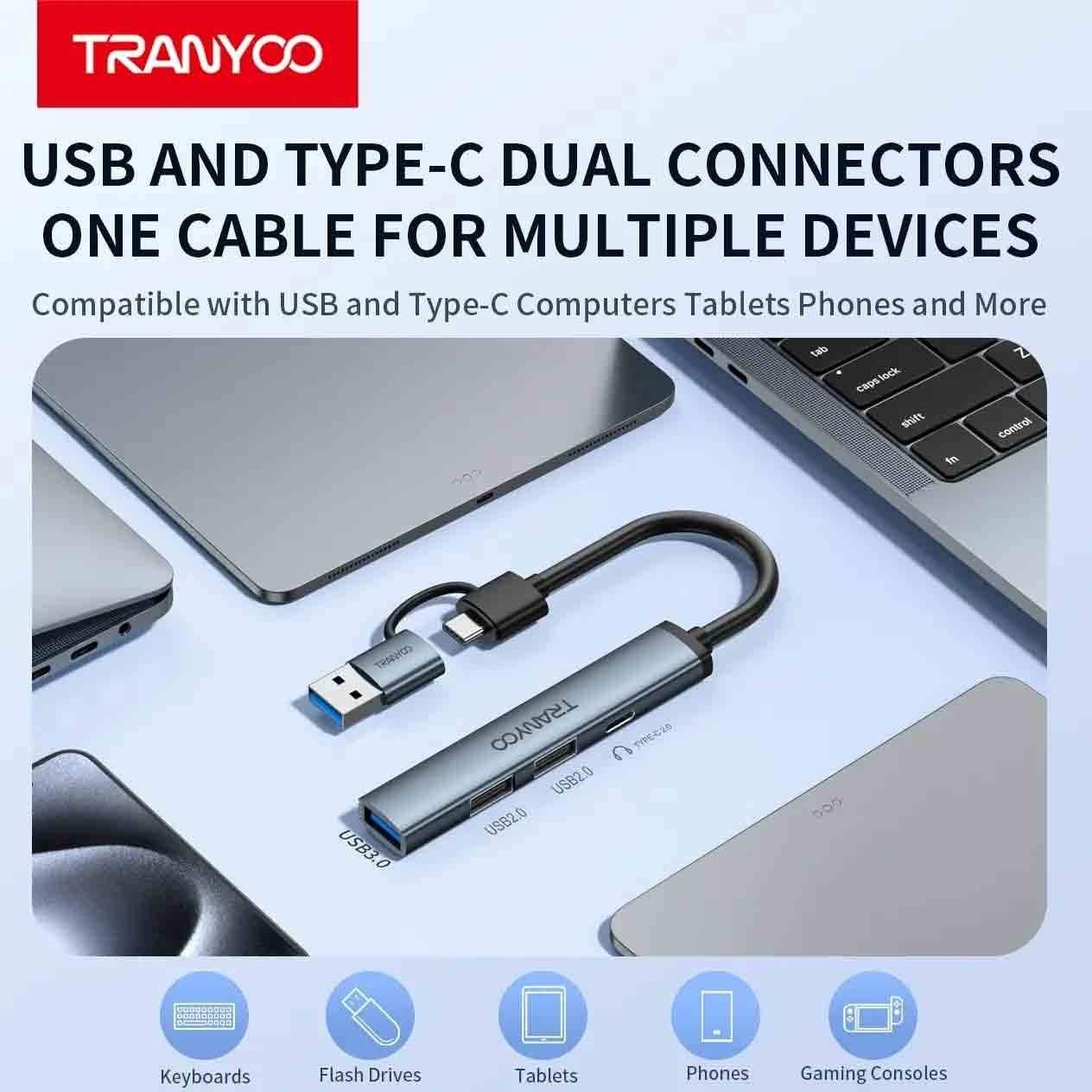 هاب 4 پورت USB /Type-C ترانیو مدل HB11-AC