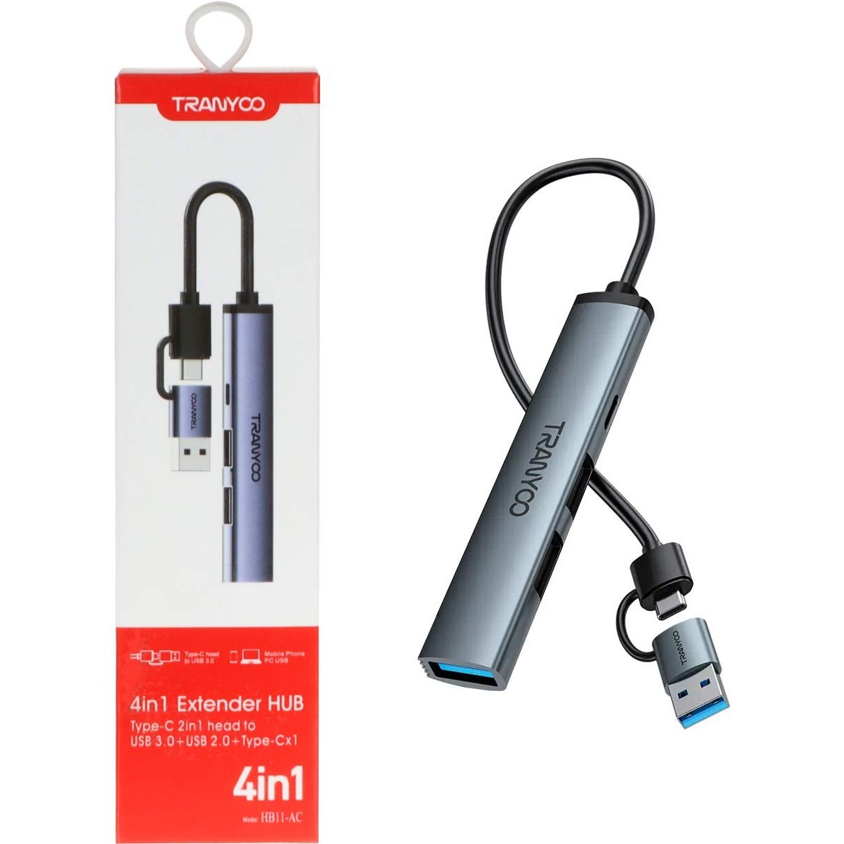 هاب 4 پورت USB /Type-C ترانیو مدل HB11-AC