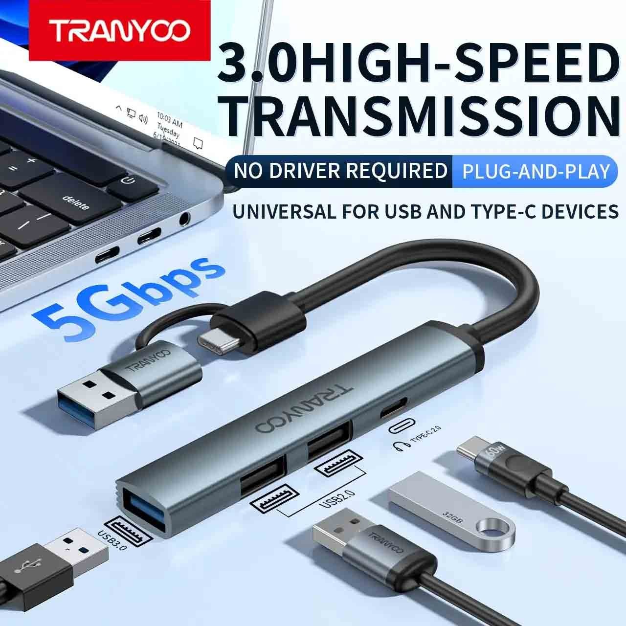 هاب 4 پورت USB /Type-C ترانیو مدل HB11-AC