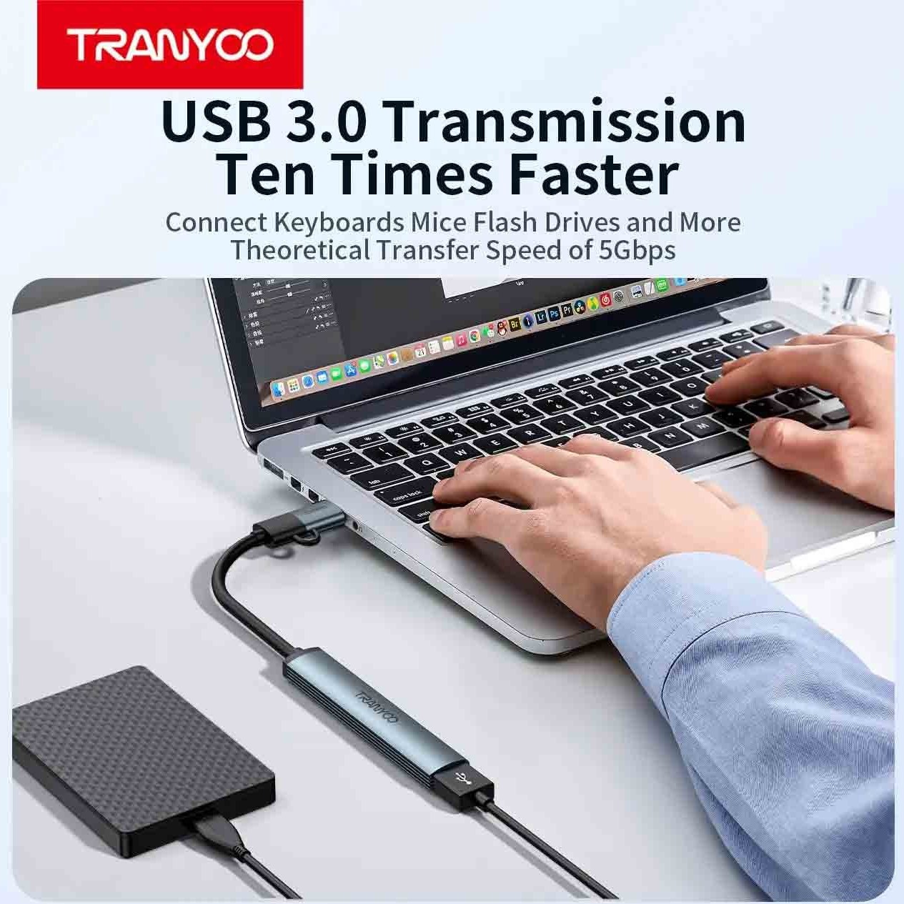 هاب 4 پورت USB /Type-C ترانیو مدل HB11-AC